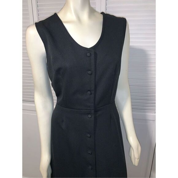 Vintage Black Button Down Sleeveless Maxi Dress 17/18 - Picture 8 of 12